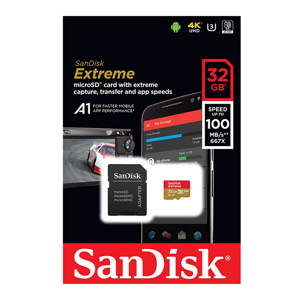 SanDisk Extreme A1 32GB microSDXC UHS-I Card with Adapter - 100MB/s**667x 